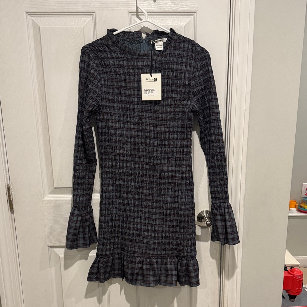 Glamorous blue Long Sleeve Ruffle Dress - Picture 3 of 4
